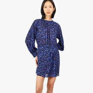 ba&sh Blue and Purple Patterned Long Sleeve Dress